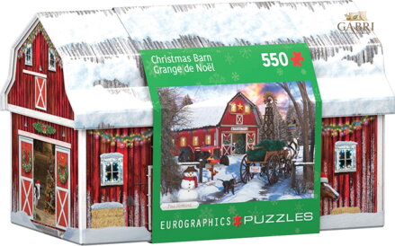 EUROGRAPHICS Puzzle v plechové krabičce Vánoce na farmě 550 dílků