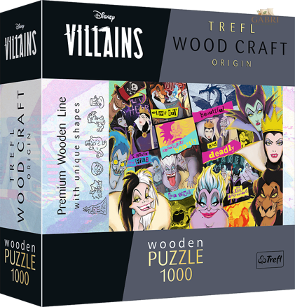 TREFL Wood Craft Origin puzzle Disney: Setkání záporáků 1000 dílků