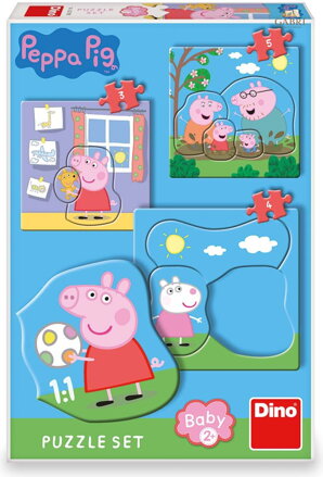 DINO Baby puzzle Prasátko Peppa a rodina 3v1 (3,4,5 dílků)