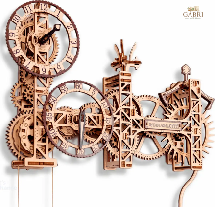 WOODEN CITY 3D puzzle Steampunk nástěnné hodiny 269 dílků