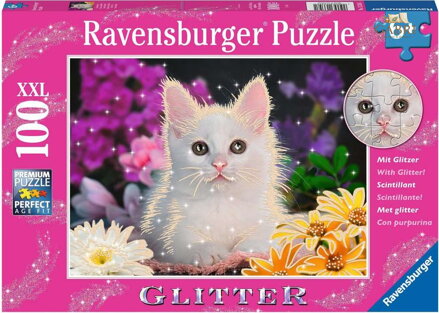 RAVENSBURGER Třpytivé puzzle Kočka XXL 100 dílků