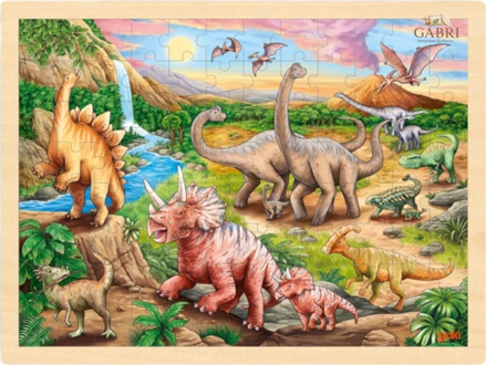 GOKI Dřevěné puzzle Dinosauří stezka 96 dílků