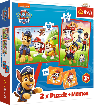 TREFL Sada 3v1 Tlapková patrola v akci (2x puzzle + pexeso)