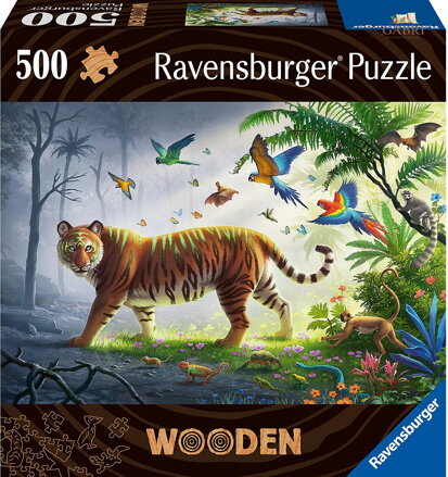 RAVENSBURGER Dřevěné puzzle Tygr v džungli 500 dílků