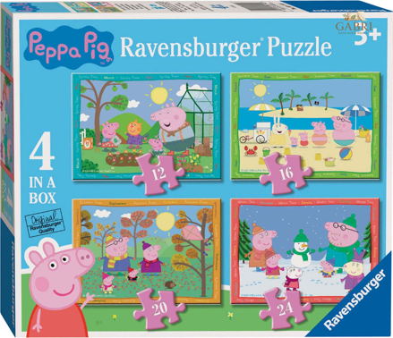 RAVENSBURGER Puzzle Prasátko Peppa: Roční období 4v1 (12, 16, 20, 24 dílků)
