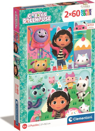 CLEMENTONI Puzzle Gábinin kouzelný domek 2x60 dílků
