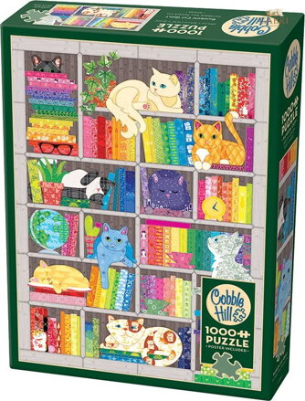 COBBLE HILL Puzzle Vyšívaná deka: Duhové kočky 1000 dílků