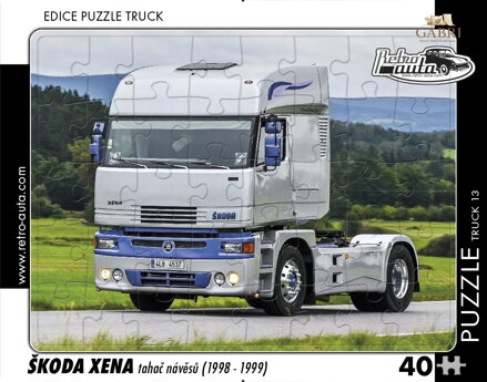 RETRO-AUTA Puzzle TRUCK č.13 Škoda Xena tahač návěsů (1998-1999) 40 dílků