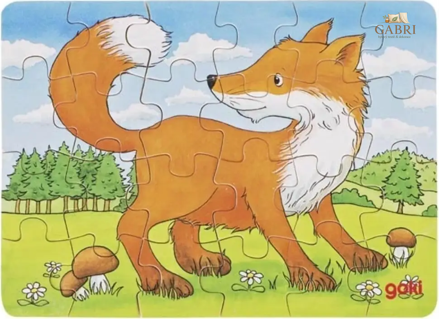 GOKI Dřevěné puzzle Lesní zvířátka: Liška 24 dílků