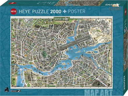 HEYE Puzzle Map Art: Město popu 2000 dílků
