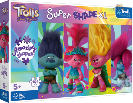 TREFL Puzzle Super Shape XL Trollové 3: Trollí hrátky 104 dílků