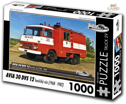 RETRO-AUTA Puzzle TRUCK č.29 AVIA 30 DVS 12 hasičský vůz (1968-1982) 1000 dílků