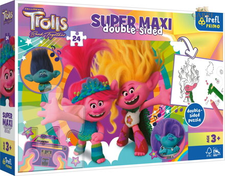 TREFL Oboustranné puzzle Trollové 3: Šťastný Trollí den SUPER MAXI 24 dílků