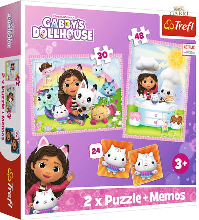 TREFL Sada 3v1 Gábinin kouzelný domek (2x puzzle + pexeso)