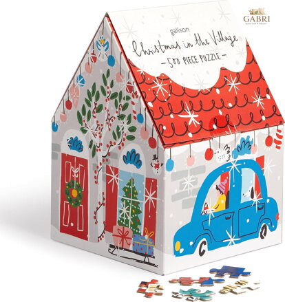 GALISON Čtvercové puzzle Vánoce ve vsi 500 dílků
