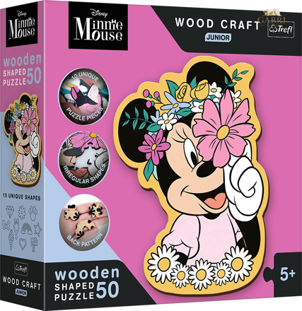 TREFL Wood Craft Junior puzzle Ve světě Minnie Mouse 50 dílků