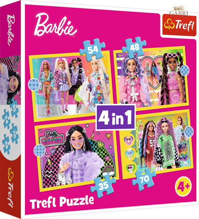 TREFL Puzzle Veselý svět Barbie 4v1 (35,48,54,70 dílků)