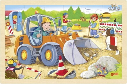 GOKI Dřevěné puzzle Staveniště 24 dílků