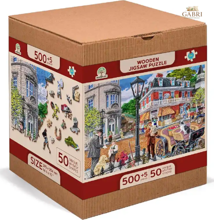 WOODEN CITY Dřevěné puzzle Hlavní ulice 2v1, 505 dílků EKO