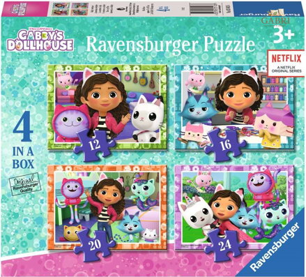 RAVENSBURGER Puzzle Gábinin kouzelný domek 4v1 (12, 16, 20, 24 dílků)