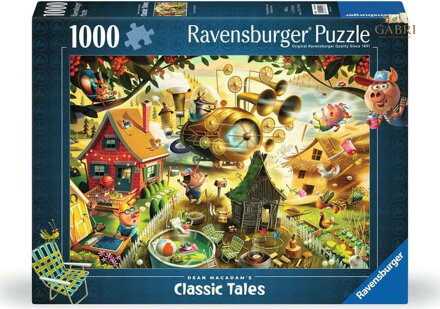 RAVENSBURGER Puzzle Pozor, prasátka! (Tři malá prasátka) 1000 dílků
