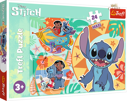 TREFL Puzzle Lilo & Stitch: Šťastný den MAXI 24 dílků