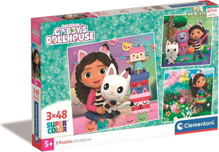 CLEMENTONI Puzzle Gábinin kouzelný domek: Přátelství 3x48 dílků