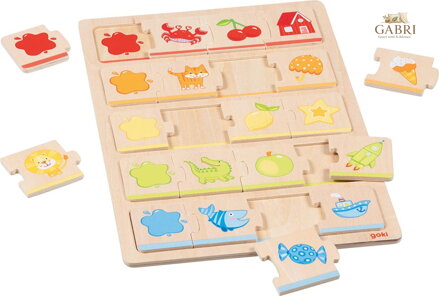 GOKI Dřevěné puzzle Barvy 5x4 dílků