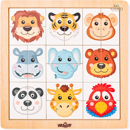 WOODY Vkládací puzzle Zvířecí hlavy - exotické
