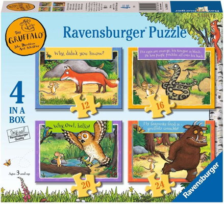 RAVENSBURGER Puzzle Gruffalo: Pohádkové příběhy 4v1 (12, 16, 20, 24 dílků)
