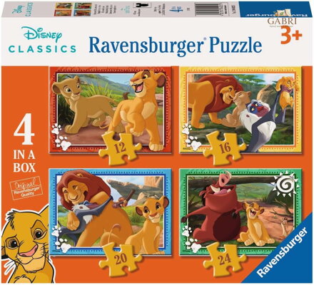 RAVENSBURGER Puzzle Lví král 4v1 (12, 16, 20, 24 dílků)
