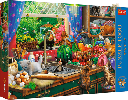 TREFL Puzzle Premium Plus Tea Time: Rozverná koťata1000 dílků