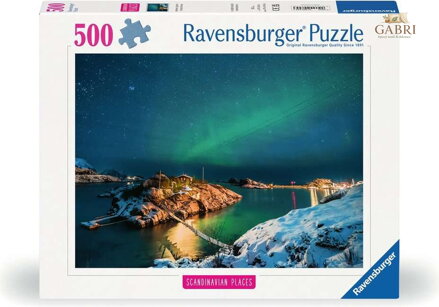 RAVENSBURGER Puzzle Skandinávie: Polární záře v Norsku 500 dílků