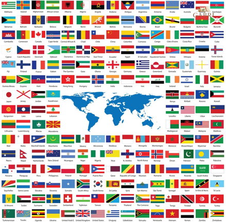 YAZZ Čtvercové puzzle Vlajky 1023 dílků