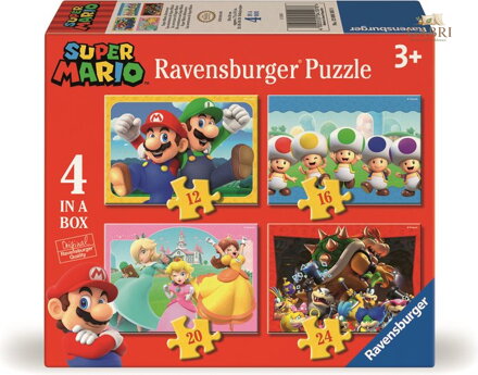 RAVENSBURGER Puzzle Super Mario a jeho dobrodružství 4v1 (12,16,20,24 dílků)