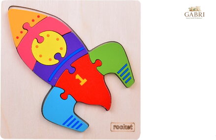 JOKOMISIADA Dřevěné puzzle Raketa 7 dílků