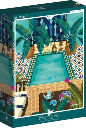 PIECES & PEACE Puzzle Blue Riad, Maroko 1000 dílků