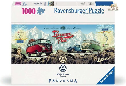 RAVENSBURGER Panoramatické puzzle Přes Alpy s VW 1000 dílků
