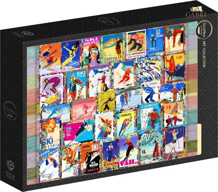 GRAFIKA Puzzle Lyžařské poštovní známky 1000 dílků