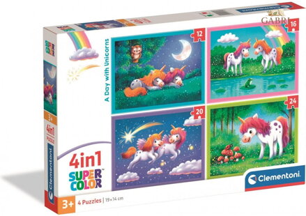 CLEMENTONI Puzzle Jednorožci 4v1 (12+16+20+24 dílků)