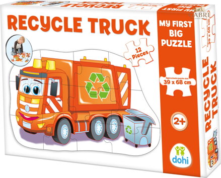 DOHÁNY Podlahové obrysové puzzle Popelářské auto 12 dílků
