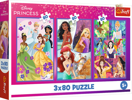TREFL Puzzle Přátelství princezen 3x80 dílků