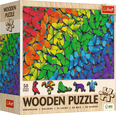 TREFL Dřevěné puzzle Duhoví motýli 501 dílků
