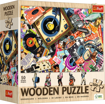 TREFL Dřevěné puzzle Ve světě hudby 501 dílků