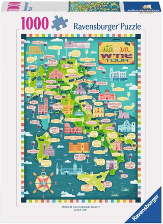 RAVENSBURGER Puzzle Mapa Itálie - Italská vinařská prohlídka 1000 dílků