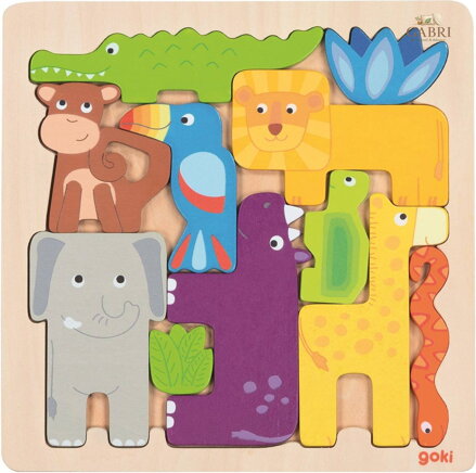 GOKI Obrysové puzzle Safari 11 dílků