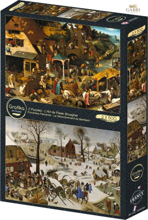 GRAFIKA Puzzle Vlámská přísloví a Sčítání lidu v Betlémě 2x500 dílků