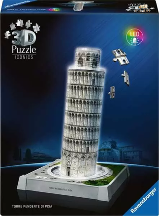 RAVENSBURGER Svítící 3D puzzle Iconics: Šikmá věž v Pise (Noční edice) 216 dílků