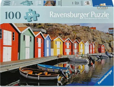 RAVENSBURGER Puzzle Barevné domy ve Švédsku XL 100 dílků