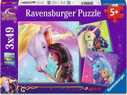 RAVENSBURGER Puzzle Jednorožčí akademie: Kouzlo přátelství 3x49 dílků